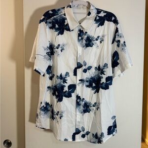 Floral Blue and White Men's Shirt